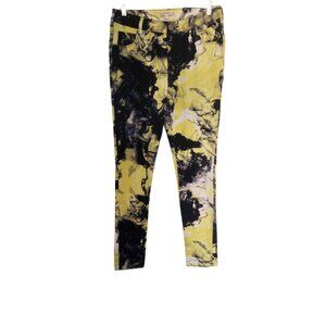 Giuliana Romanno Tie Dyed Jeans Black Yellow‎ Womens Sz 36 30x30 Unique Boho EUC